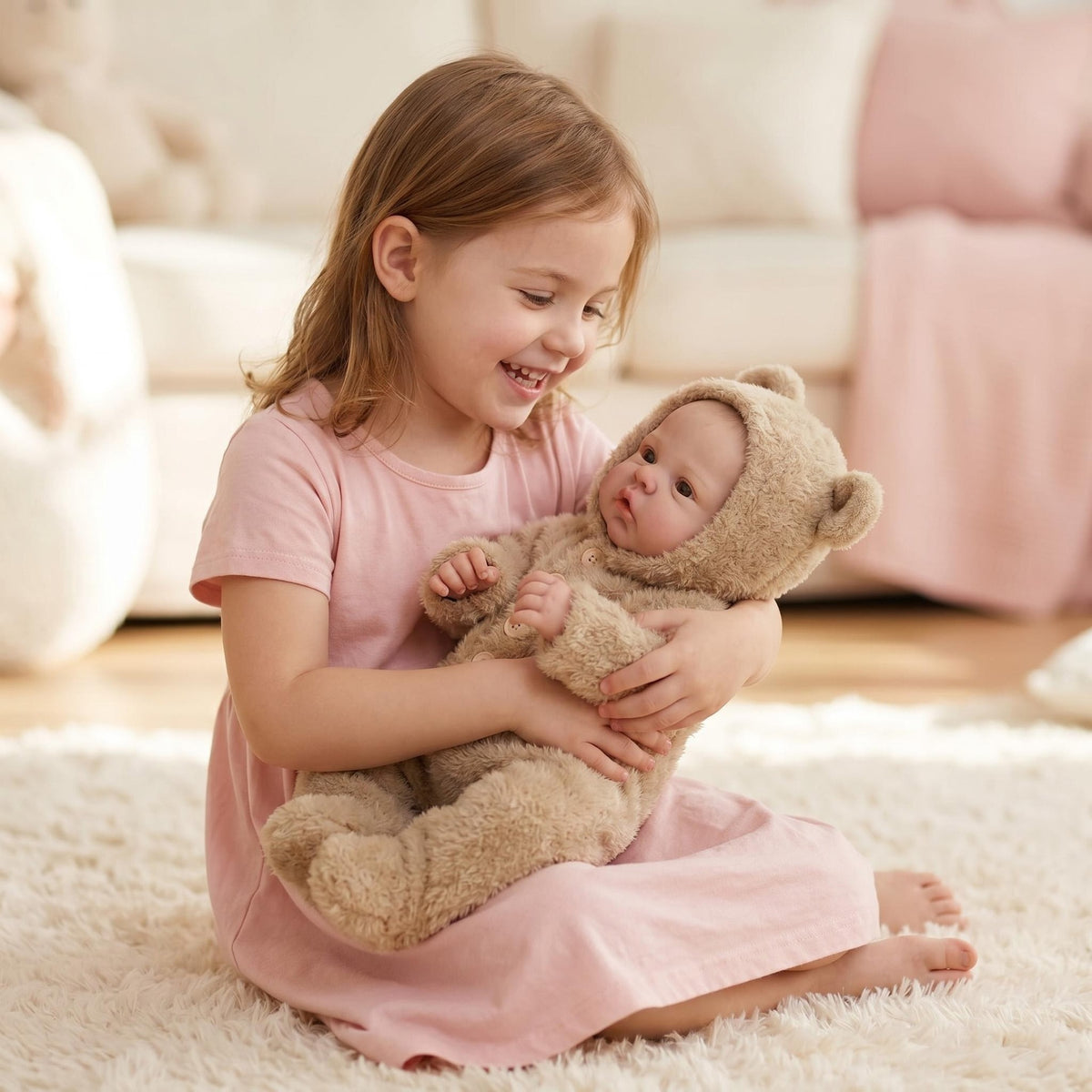 19 inch with Cloth Body Bear Ear Hooded Onesie, Companion Toy, Unique Gift Option For Birthday Parties & Seasonal Western Holidays