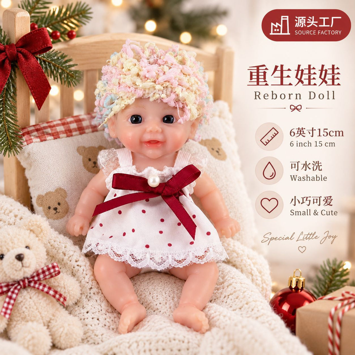 6 inch full silicone reborn baby doll for kids Christmas gift
