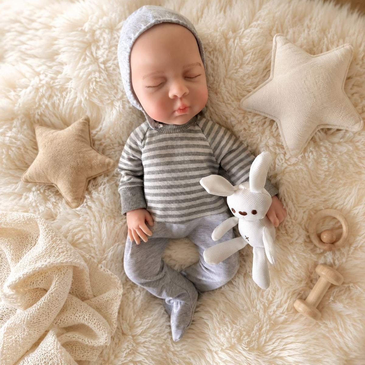 18 inch Full Soft Silicone Body Reborn Baby Doll Toys, Exquisite Handmade Realistic Doll with Solid Body, Educational Toy for Kids