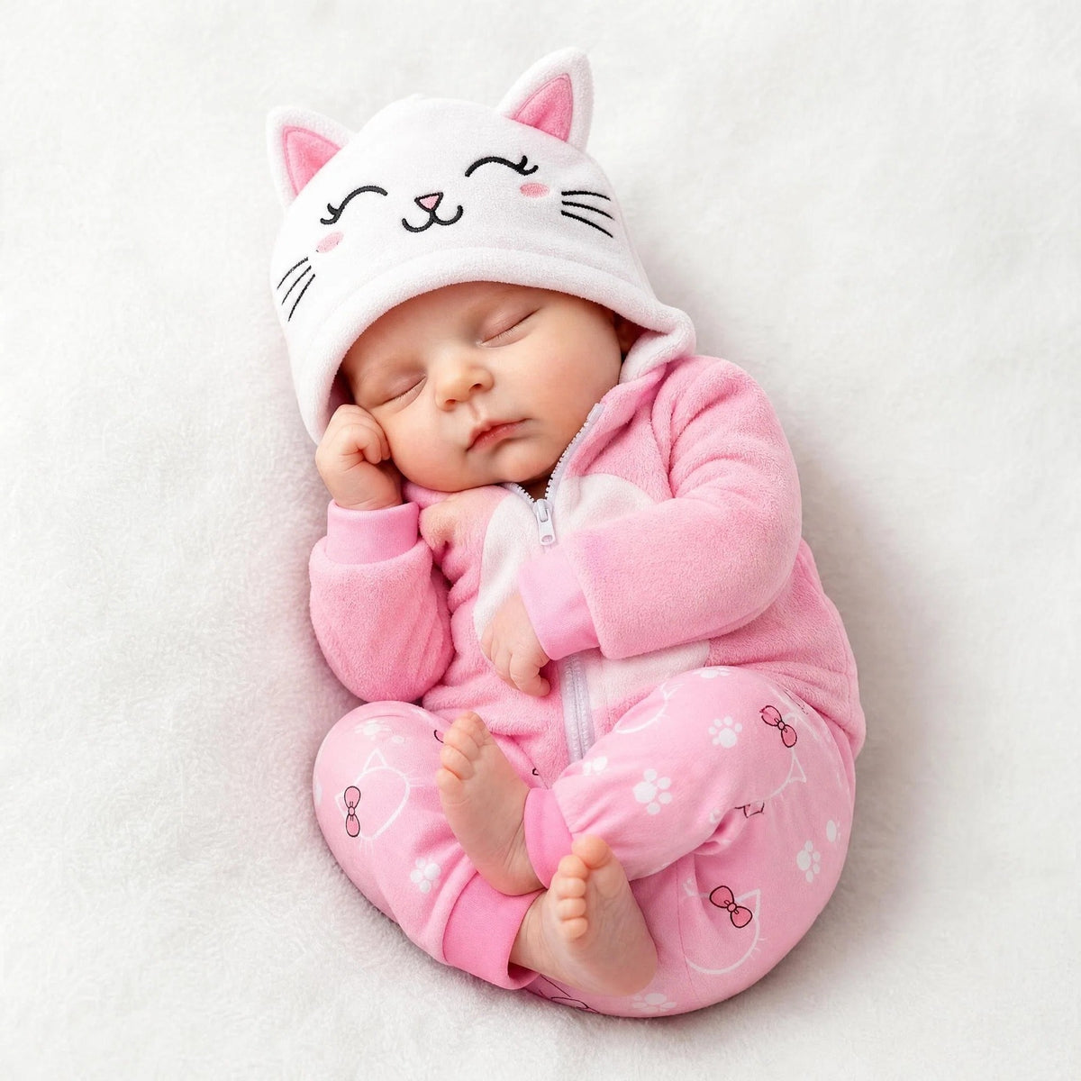 16 inch solid soft platinum silicone kitten hat doll with open mouth as a gift for children