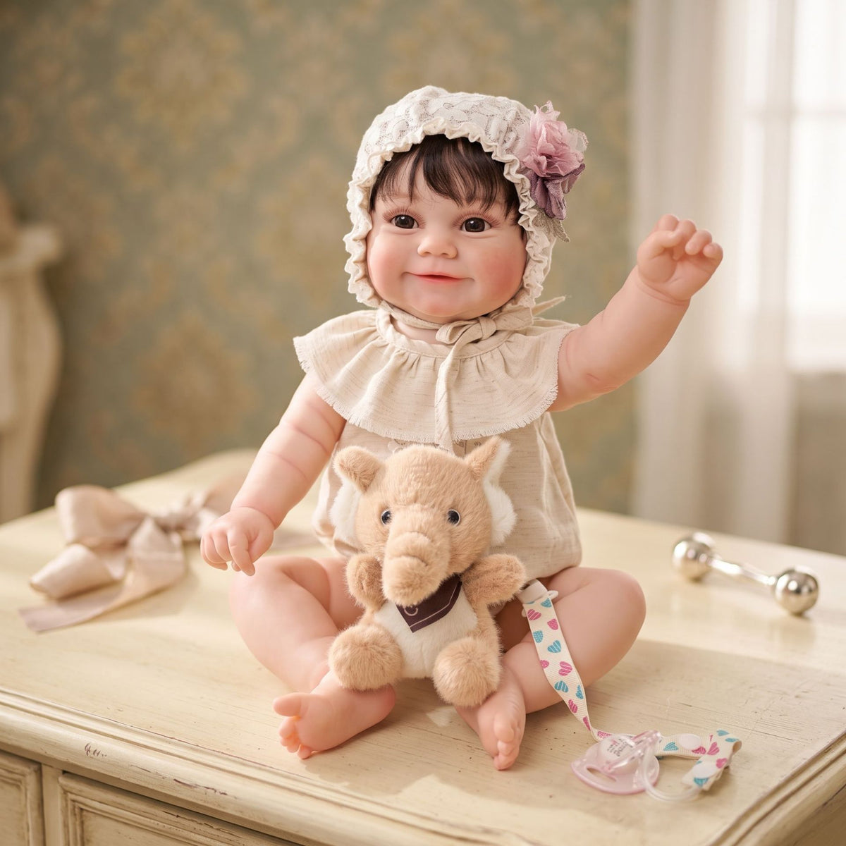 22 inch Handcrafted Reborn Doll Real 3D Vein Skin with Full vinyl Body Lifelike Newborn Baby Doll Birthday Present for Little Girl Collectors