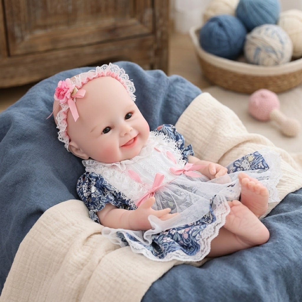 17 inch Reborn Baby Dolls Lovely Full Solid Silicone Baby Realistic Newborn Dolls Toy Xmas Gift