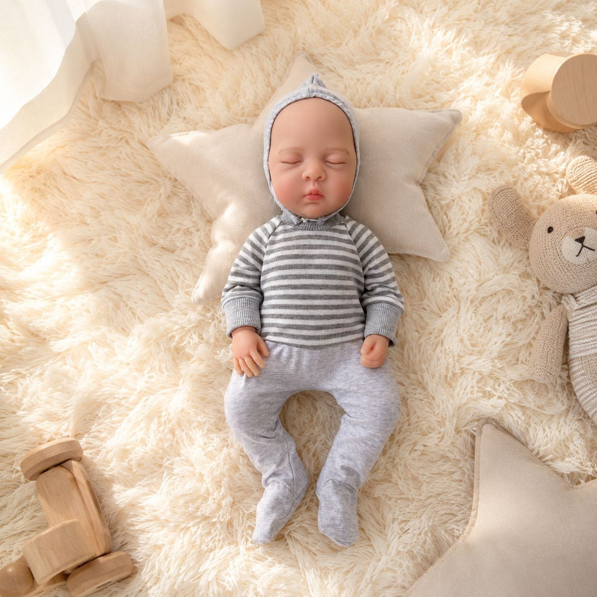 18 inch Full Soft Silicone Body Reborn Baby Doll Toys, Exquisite Handmade Realistic Doll with Solid Body, Educational Toy for Kids