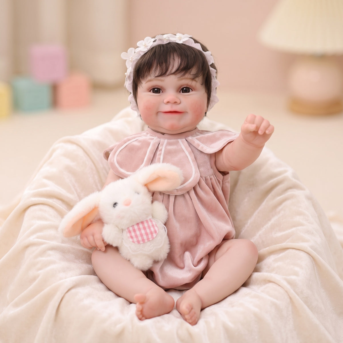 22 Inch Handcrafted Reborn Doll Real 3D Vein Skin with Full vinyl Body Baby Doll Gift for Little Girls