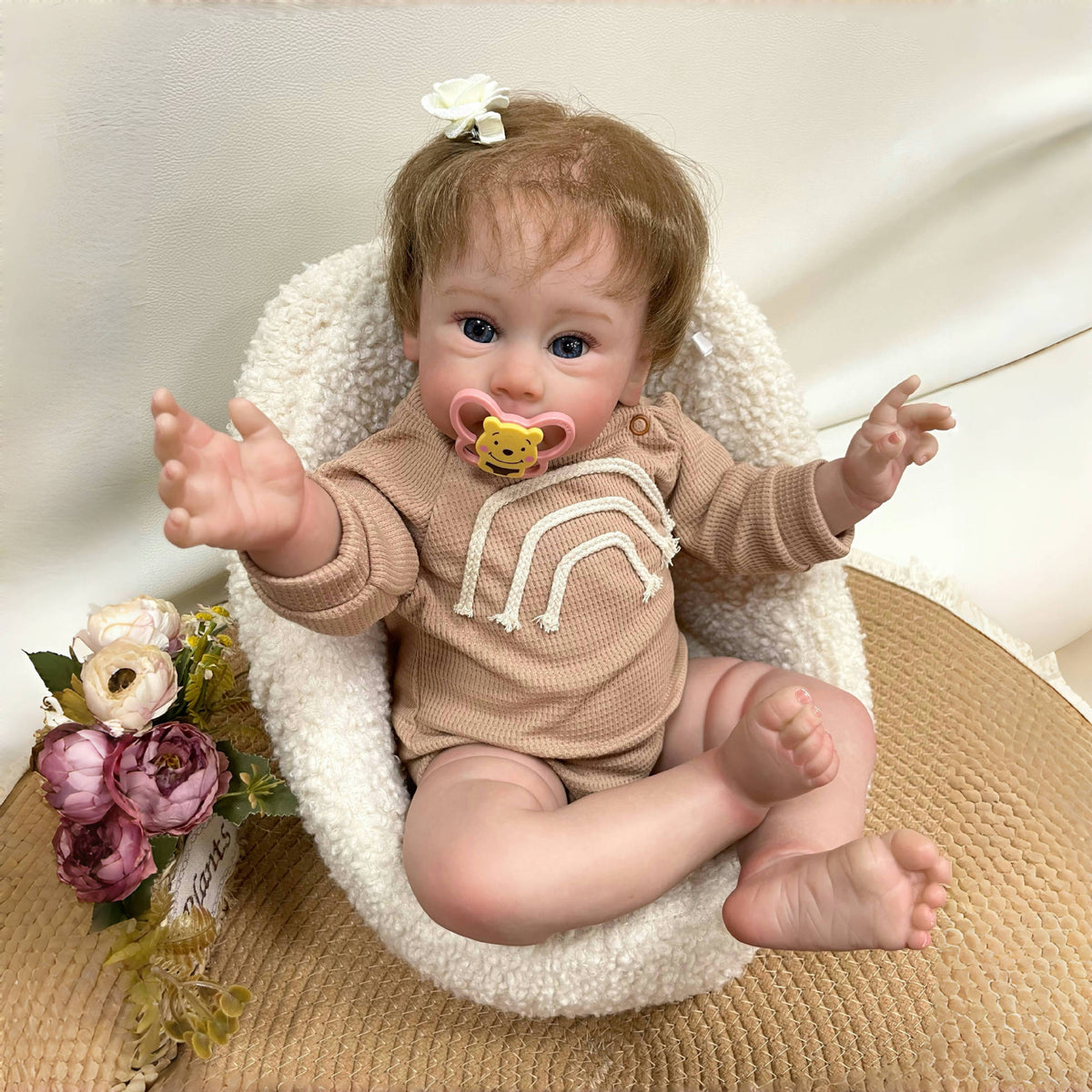 23 Inch Realistic Reborn Dolls with Cloth Body 3D Vein Skin Handcrafted Gift Toy for Little Girls Collectors