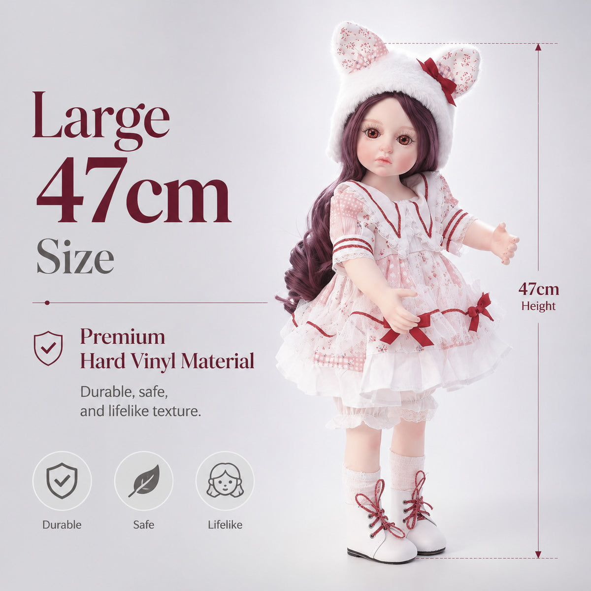 18inch/45CM reborn doll, hair transplant, fully vinyl body reborn doll, exquisitely hand-painted, 3D doll dress-up for gift and collectibles
