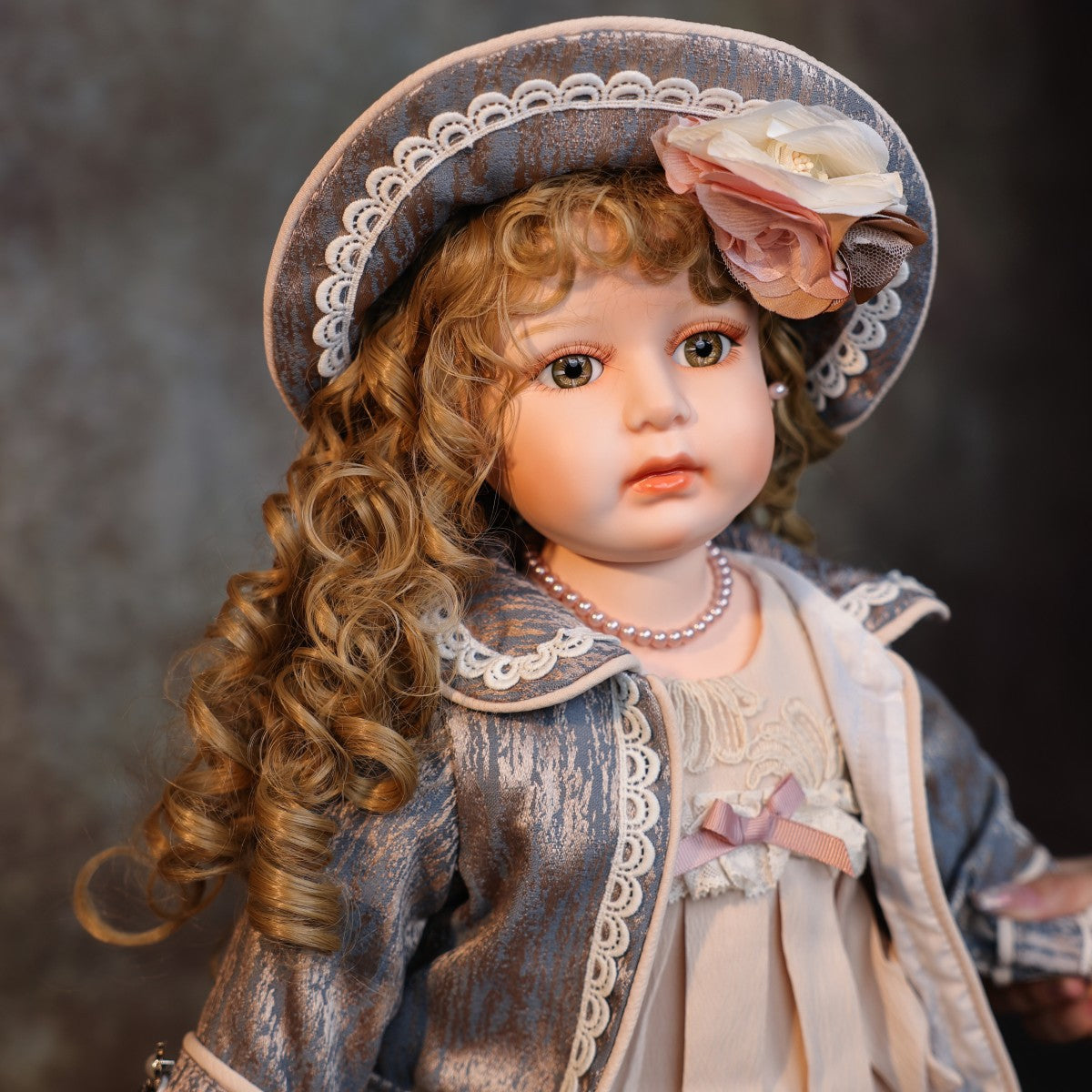 26 Inch Antique Bisque Doll Porcelain Girl Doll with Gorgeous Dressing