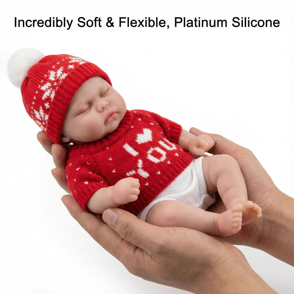 12 inch red sweater pickle solid silicone reborn doll for children's Christmas gift