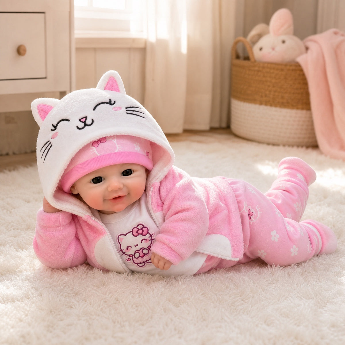16 inch solid soft platinum silicone openable mouth powder set doll as a gift for children