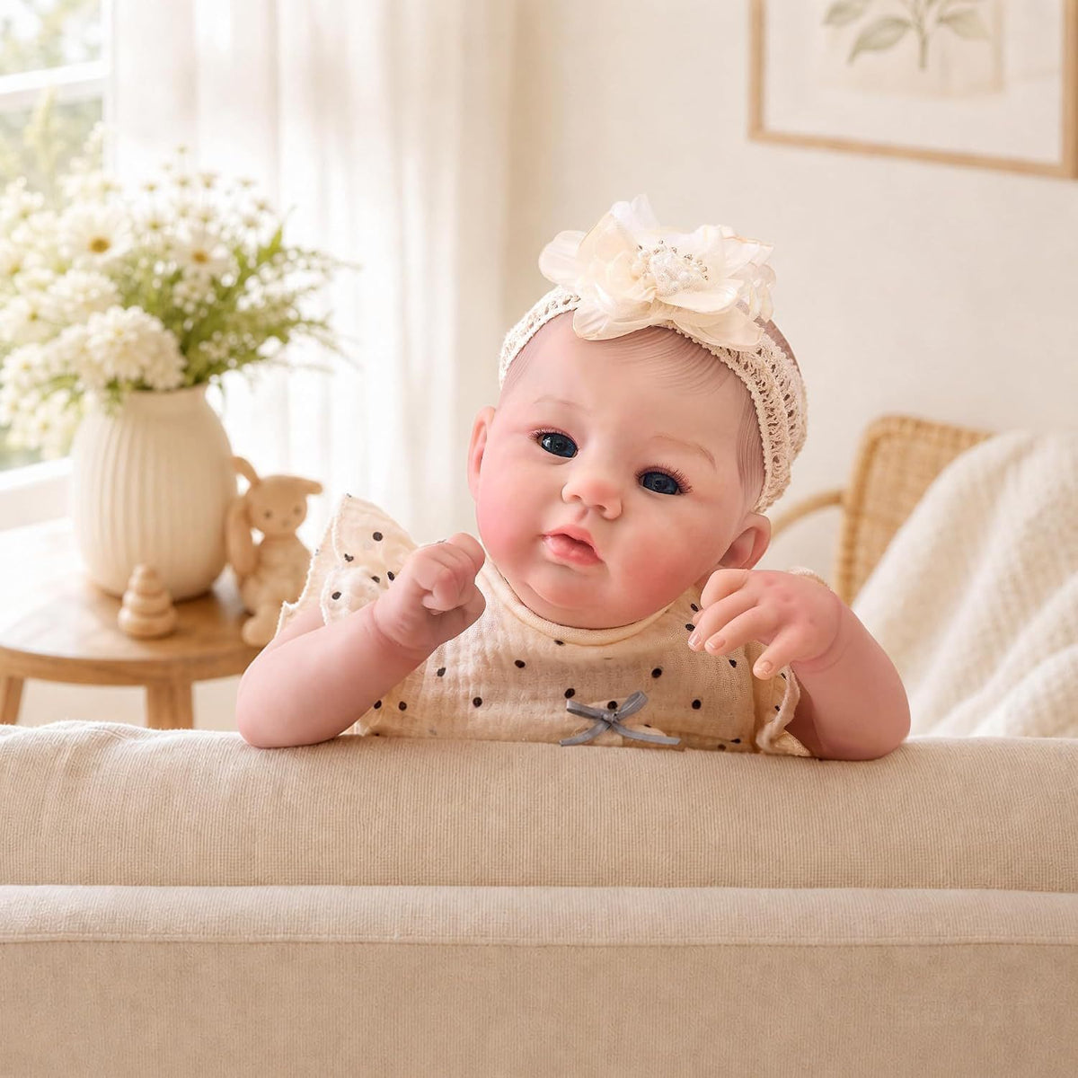 Lifelike 19 inch Baby Girl Doll with Cloth Body - Birthday/Christmas/Halloween Gift for Kids Ages 3+