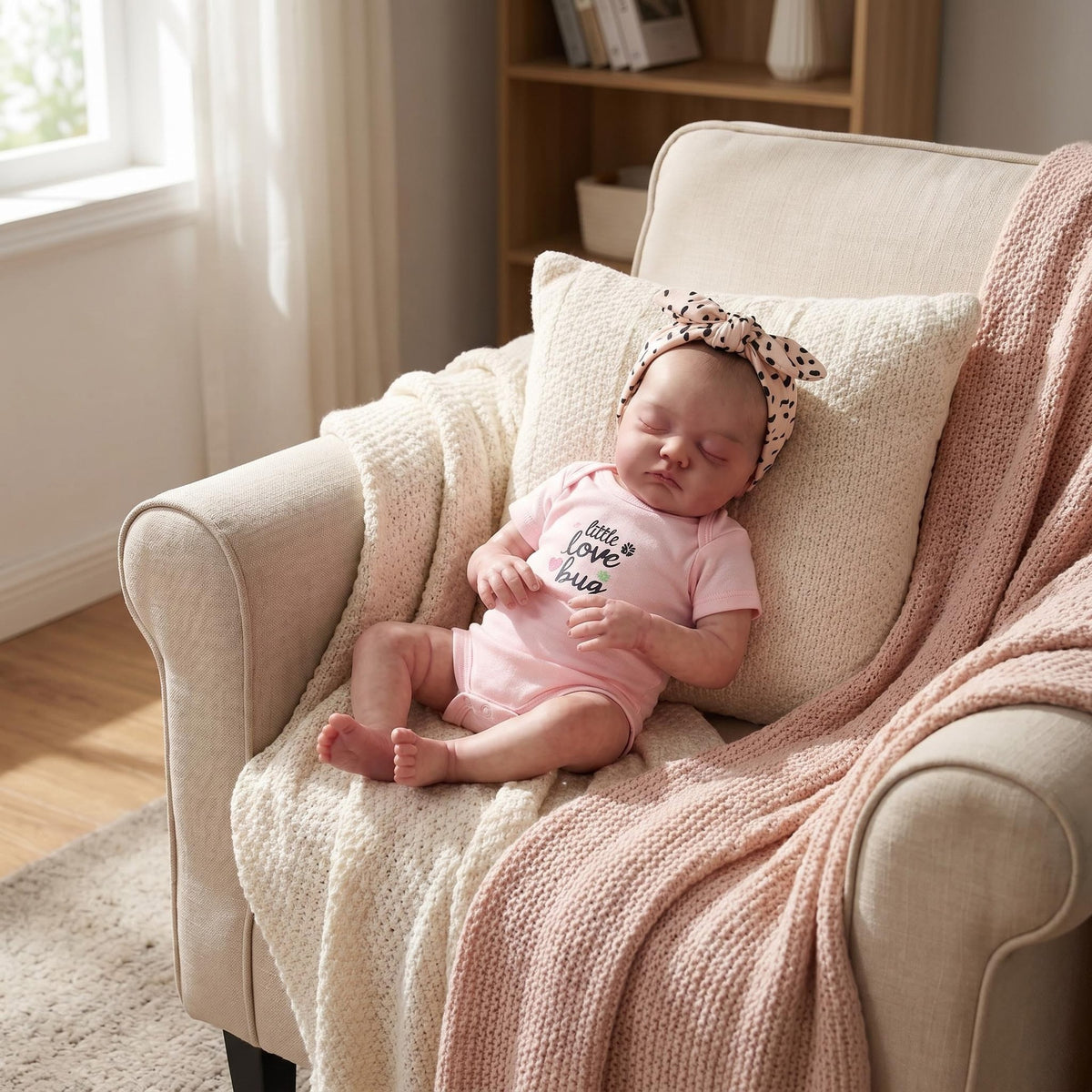 Realistic Slumber Reborn Infant Doll 19 inch Soft With Cloth Body with Vinyl Limbs, Perfect Present for Baby Shower, Thanksgiving and All Seasonal Celebrations