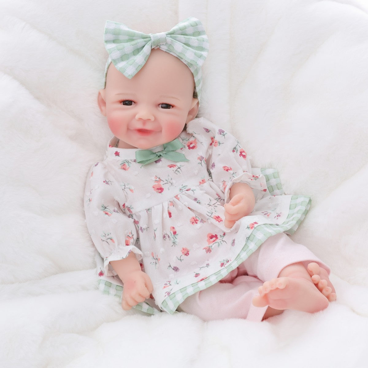 12 inch solid silicone reborn doll with real touch, can stretch 30cm with closed eyes, bald head simulation baby doll
