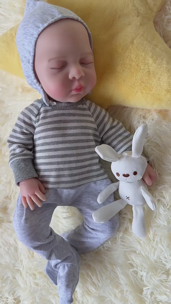 18 inch Full Soft Silicone Body Reborn Baby Doll Toys, Exquisite Handmade Realistic Doll with Solid Body, Educational Toy for Kids